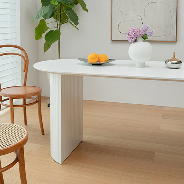 Massief hout eigentijdse ovale eettafel witte houten boventafel voor eetkamer