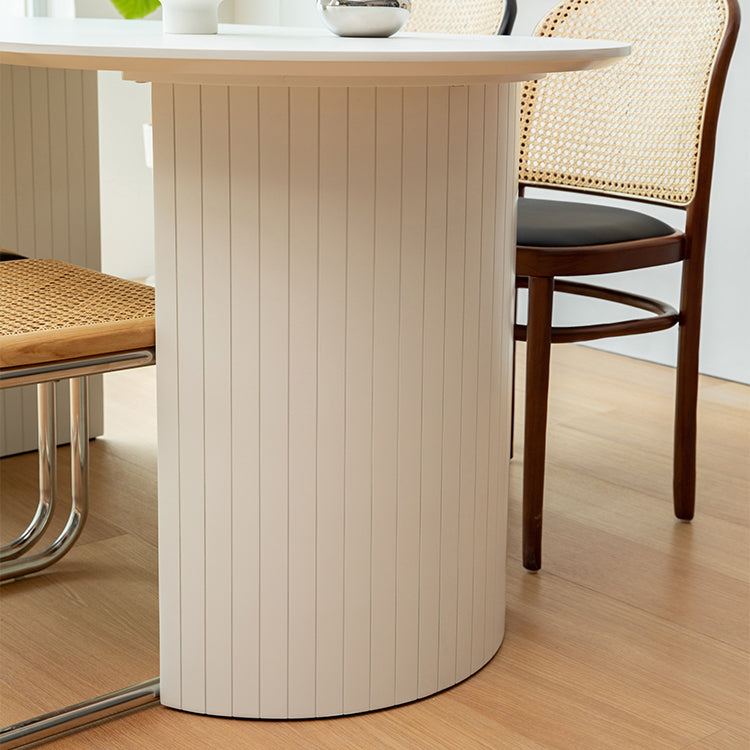Massief hout eigentijdse ovale eettafel witte houten boventafel voor eetkamer
