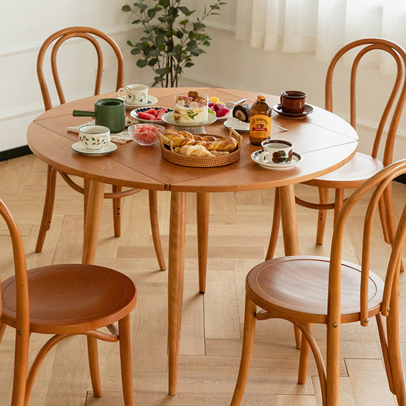 Mesa redonda de madera de cereza extensible 4 patas Mesa de comedor cuadrada en la naturaleza