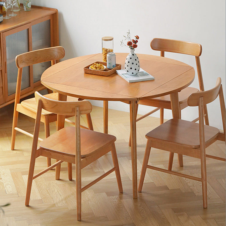 Mesa redonda de madera de cereza extensible 4 patas Mesa de comedor cuadrada en la naturaleza