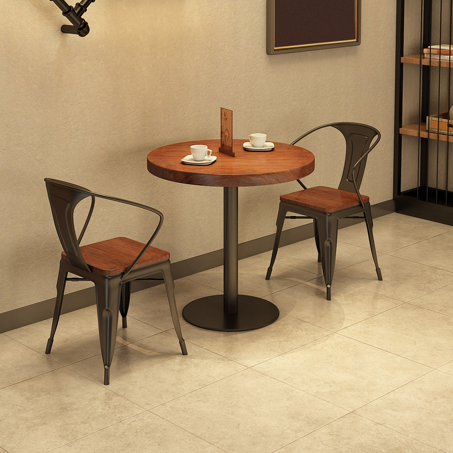 Einfacher Stil Home Wood Esstisch Rundform Tisch mit einer einzelnen Sockelbasis