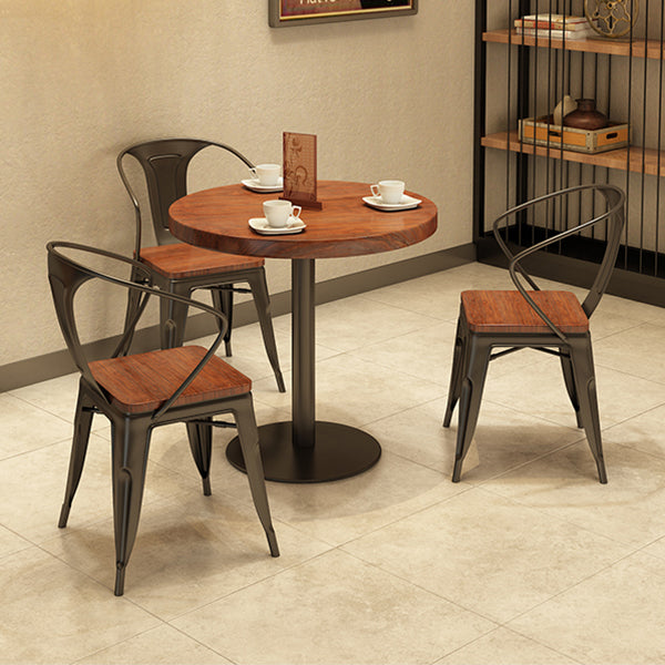 Einfacher Stil Home Wood Esstisch Rundform Tisch mit einer einzelnen Sockelbasis