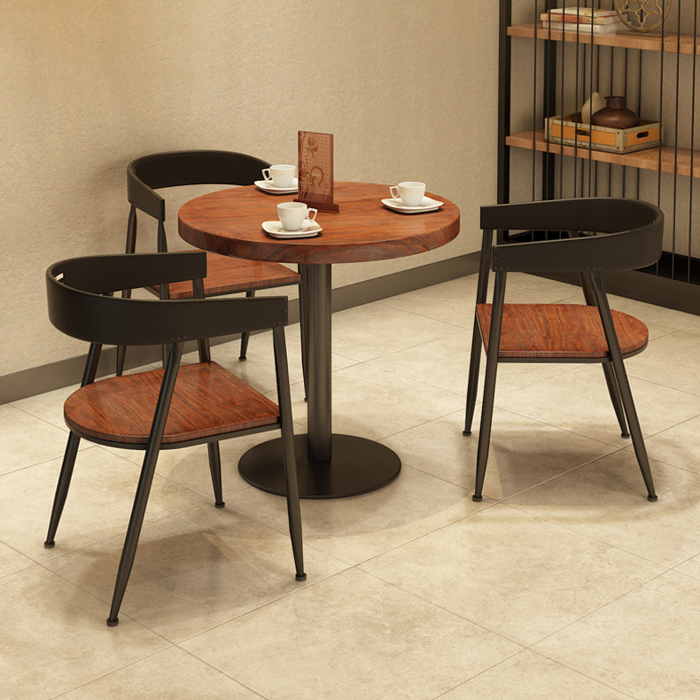 Einfacher Stil Home Wood Esstisch Rundform Tisch mit einer einzelnen Sockelbasis