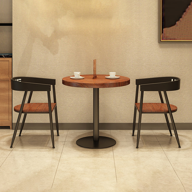 Einfacher Stil Home Wood Esstisch Rundform Tisch mit einer einzelnen Sockelbasis