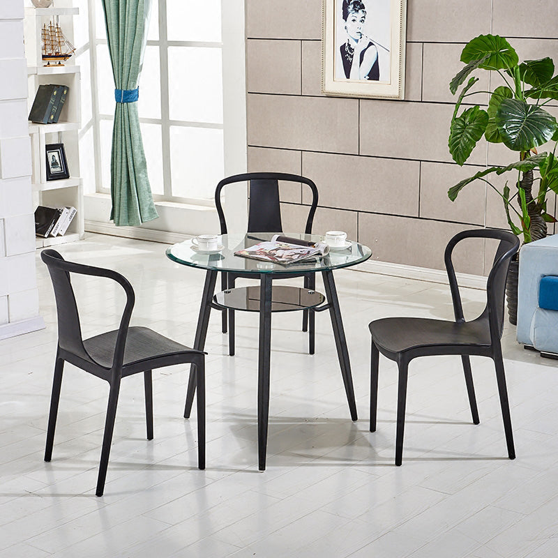 Zeitgenössischer Stil Küche Temperierter Glas Esstisch runden Form Tisch mit 3 Beinbasis