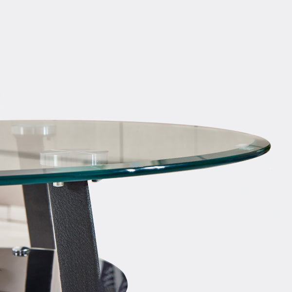 Zeitgenössischer Stil Küche Temperierter Glas Esstisch runden Form Tisch mit 3 Beinbasis