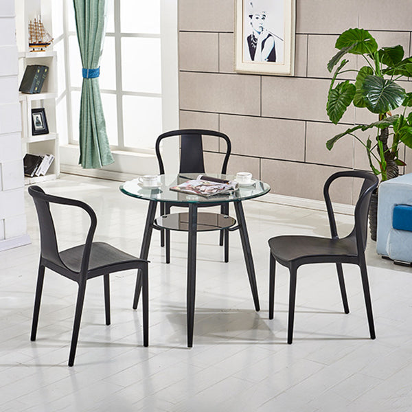 Zeitgenössischer Stil Küche Temperierter Glas Esstisch runden Form Tisch mit 3 Beinbasis