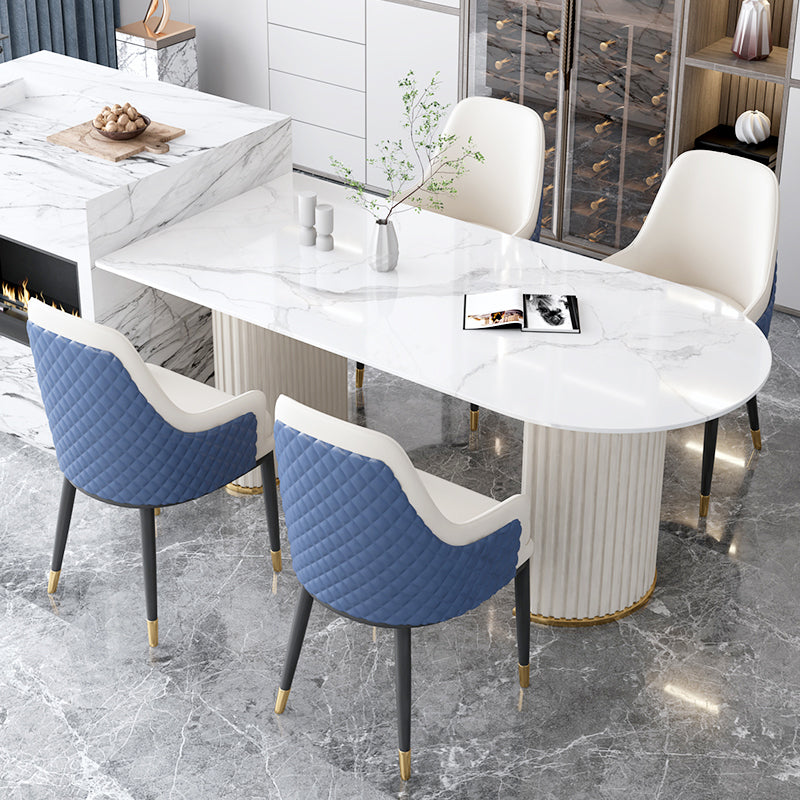 Metal Contemporary Free Form Dining Table Marble Table for Dining Room and Kitchen