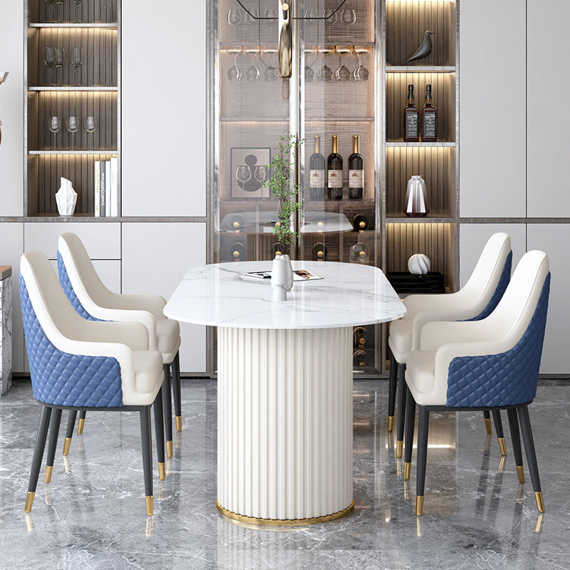 Metal Contemporary Free Form Dining Table Marble Table for Dining Room and Kitchen