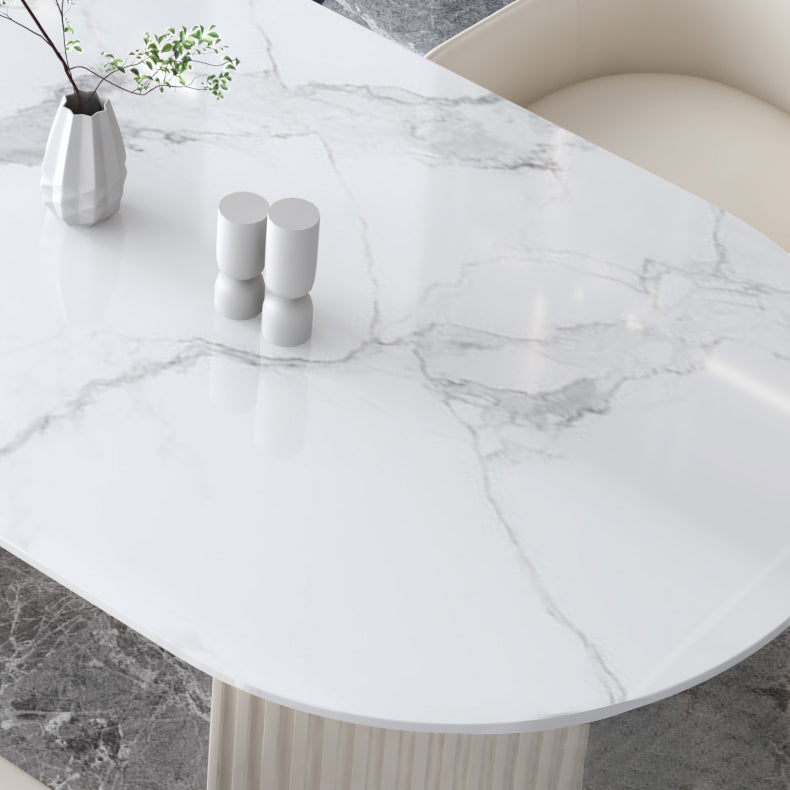 Metal Contemporary Free Form Dining Table Marble Table for Dining Room and Kitchen