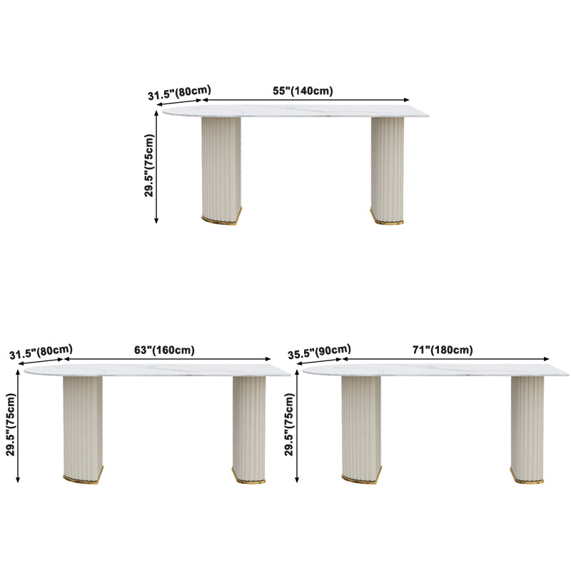 Metal Contemporary Free Form Dining Table Marble Table for Dining Room and Kitchen