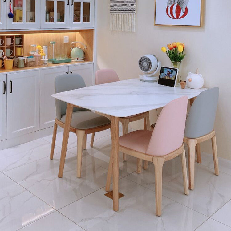 Contemporary Rectangle Dining Table White Sintered Stone Dining Table with 4 Legs