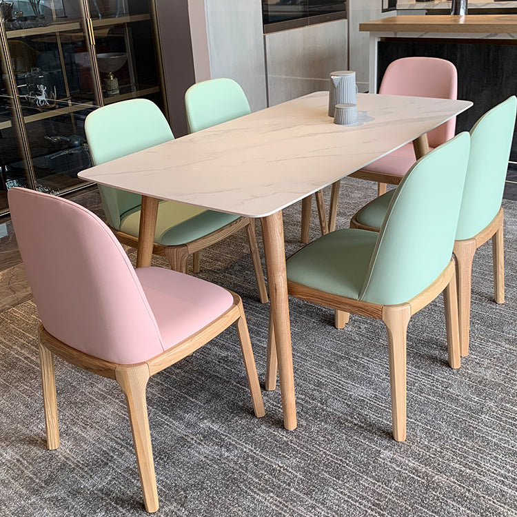 Contemporary Rectangle Dining Table White Sintered Stone Dining Table with 4 Legs