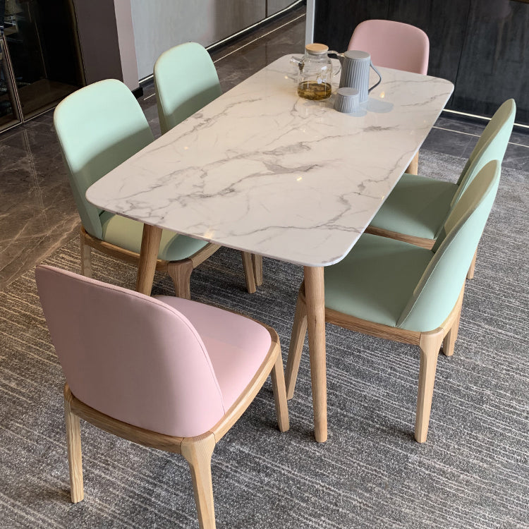 Contemporary Rectangle Dining Table White Sintered Stone Dining Table with 4 Legs