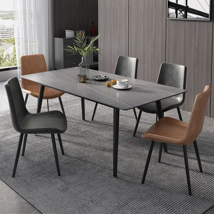 Industrial Style Sintered Stone Dining Table Rectangle Table with 4 Legs for Dinning Room