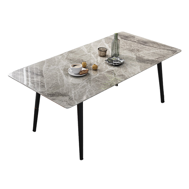 Industrial Style Sintered Stone Dining Table Rectangle Table with 4 Legs for Dinning Room