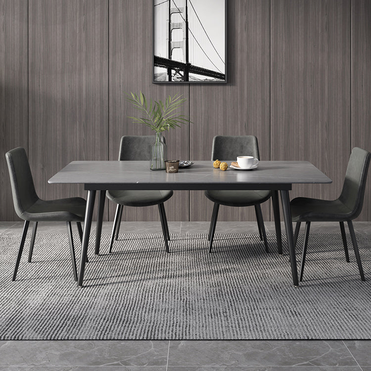 Industrial Style Sintered Stone Dining Table Rectangle Table with 4 Legs for Dinning Room