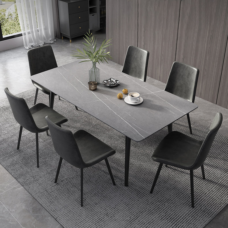 Industrial Style Sintered Stone Dining Table Rectangle Table with 4 Legs for Dinning Room