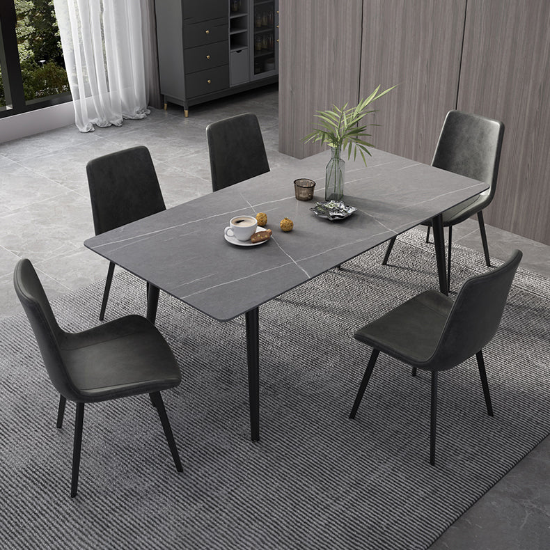 Industrial Style Sintered Stone Dining Table Rectangle Table with 4 Legs for Dinning Room