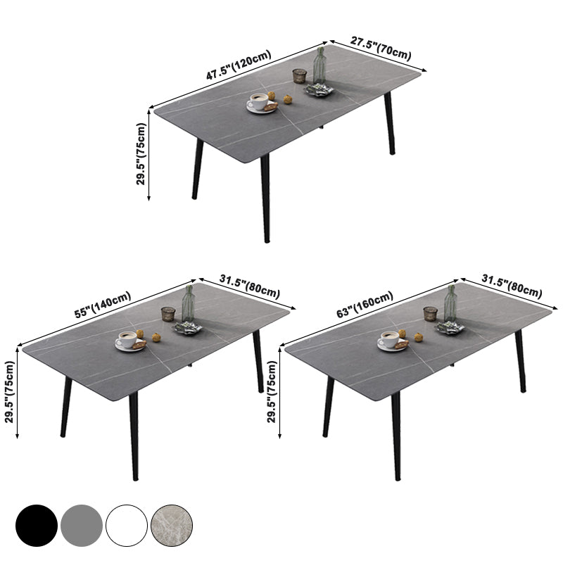 Industrial Style Sintered Stone Dining Table Rectangle Table with 4 Legs for Dinning Room