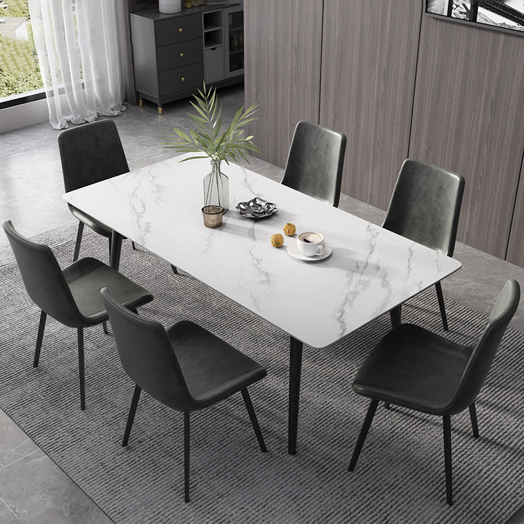 Industrial Style Sintered Stone Dining Table Rectangle Table with 4 Legs for Dinning Room