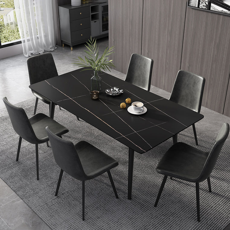 Industrial Style Sintered Stone Dining Table Rectangle Table with 4 Legs for Dinning Room