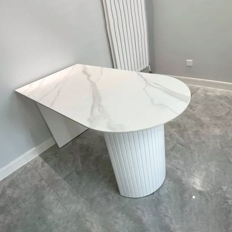 Contemporary Sintered Stone Irregular Shape Dining Table Standard White Dining Table for Kitchen