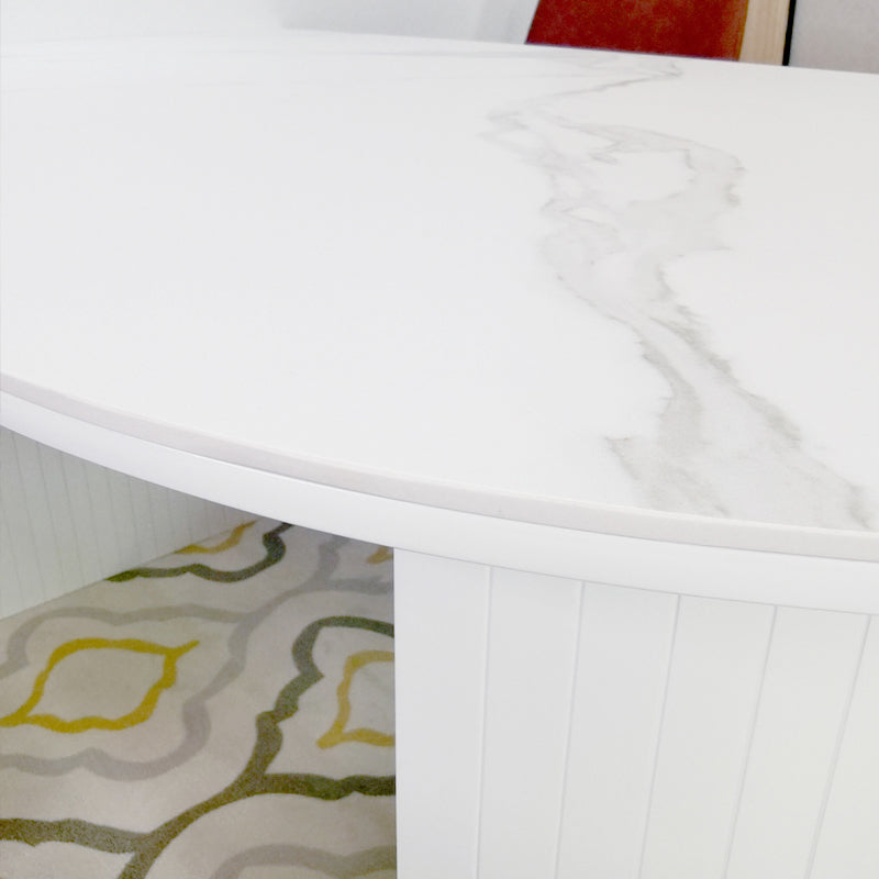 Contemporary Sintered Stone Irregular Shape Dining Table Standard White Dining Table for Kitchen