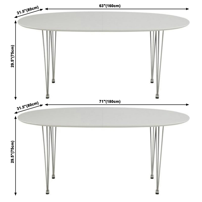 Modern White Sintered Stone Dining Table Oval Shape Standard Dining Table with 4 Legs Base