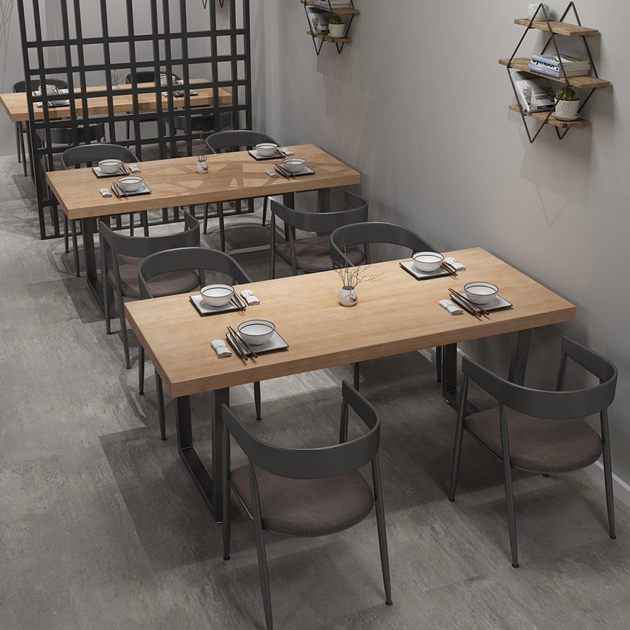Industrial Style Solid Wood Dining Table Brown Rectangle Table with Sled Base for Dinning Room