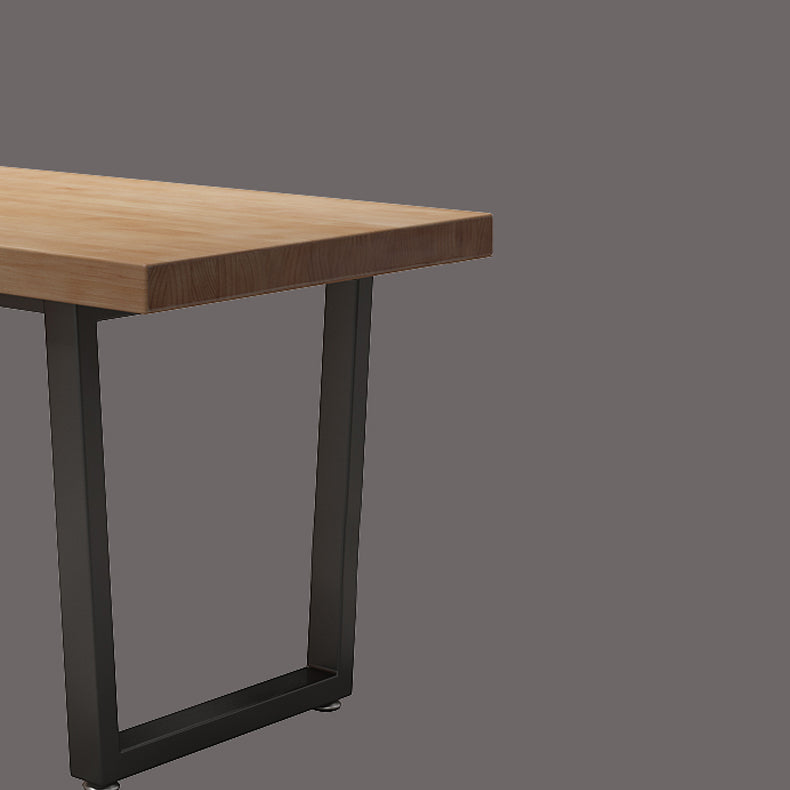 Industrial Style Solid Wood Dining Table Brown Rectangle Table with Sled Base for Dinning Room
