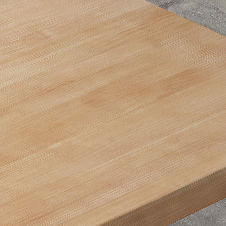 Industrial Style Solid Wood Dining Table Brown Rectangle Table with Sled Base for Dinning Room