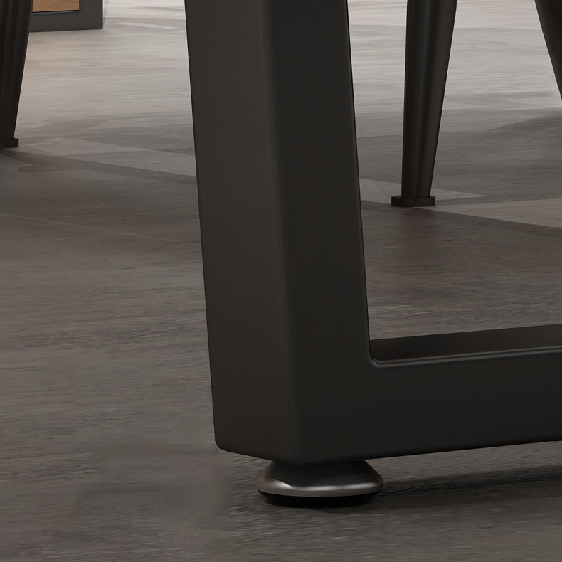 Industrial Style Solid Wood Dining Table Brown Rectangle Table with Sled Base for Dinning Room