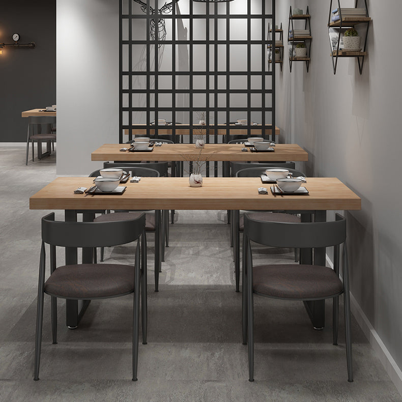 Industrial Style Solid Wood Dining Table Brown Rectangle Table with Sled Base for Dinning Room