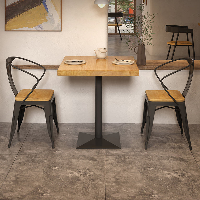 Industrial Solid Wood Dining Table Brown Square Table with Metal Base for Dinning Room