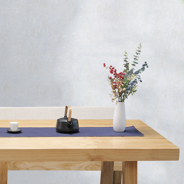Rectangle Pine Solid Wood Table Modern Dining Table in Nature with Double Pedestal