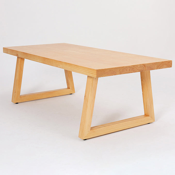 Rectangle Pine Solid Wood Table Modern Dining Table in Nature with Double Pedestal