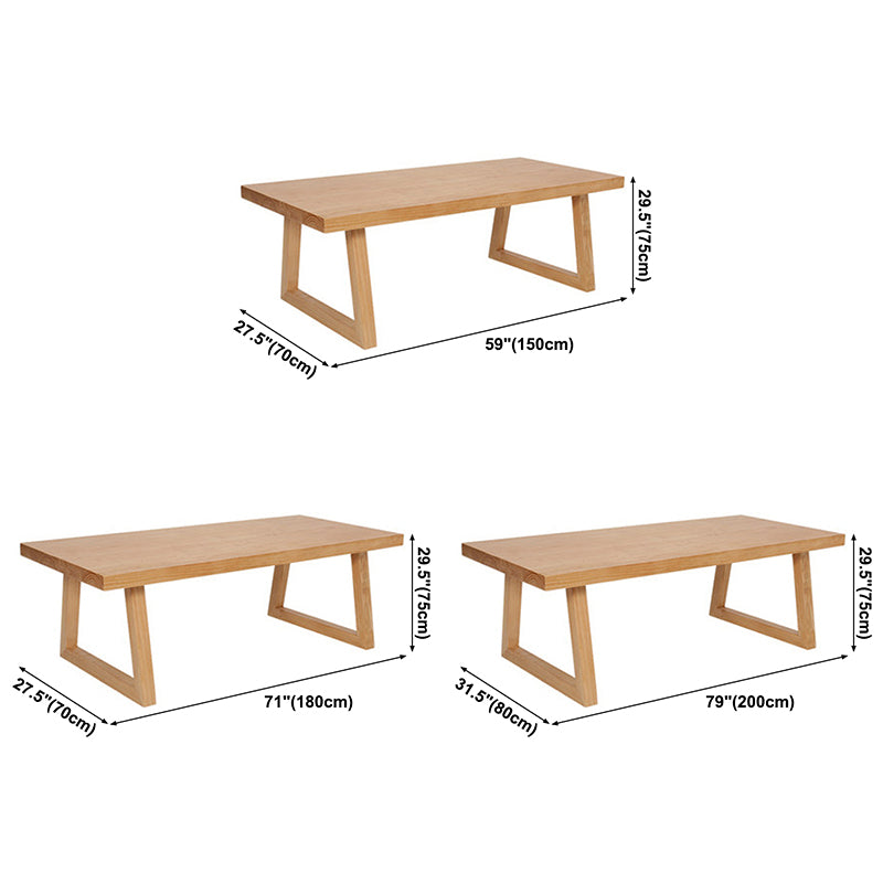 Rectangle Pine Solid Wood Table Modern Dining Table in Nature with Double Pedestal