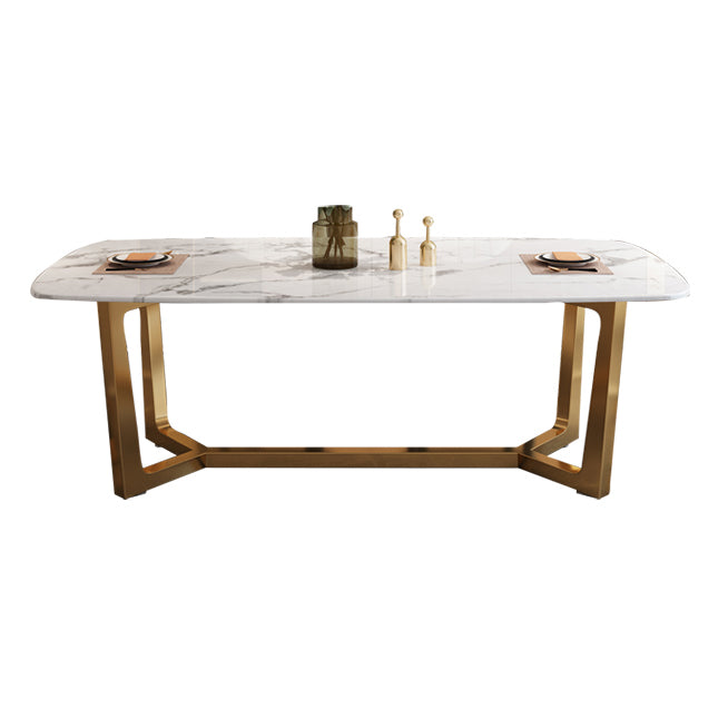 Luxusstil Home Sintered Stein Esstisch Rechteckiger Form Tisch mit Trestle Basis
