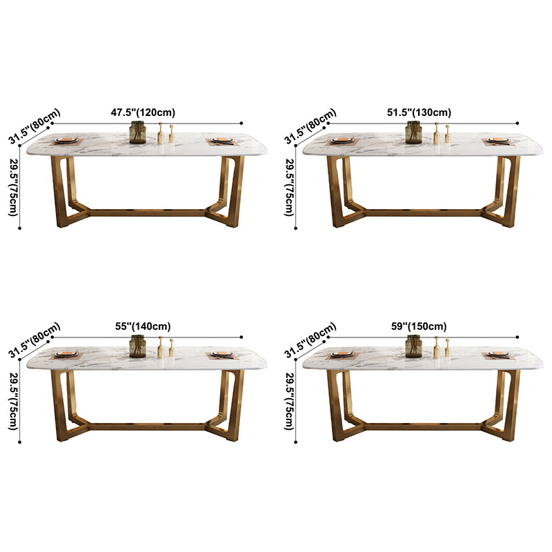 Luxusstil Home Sintered Stein Esstisch Rechteckiger Form Tisch mit Trestle Basis