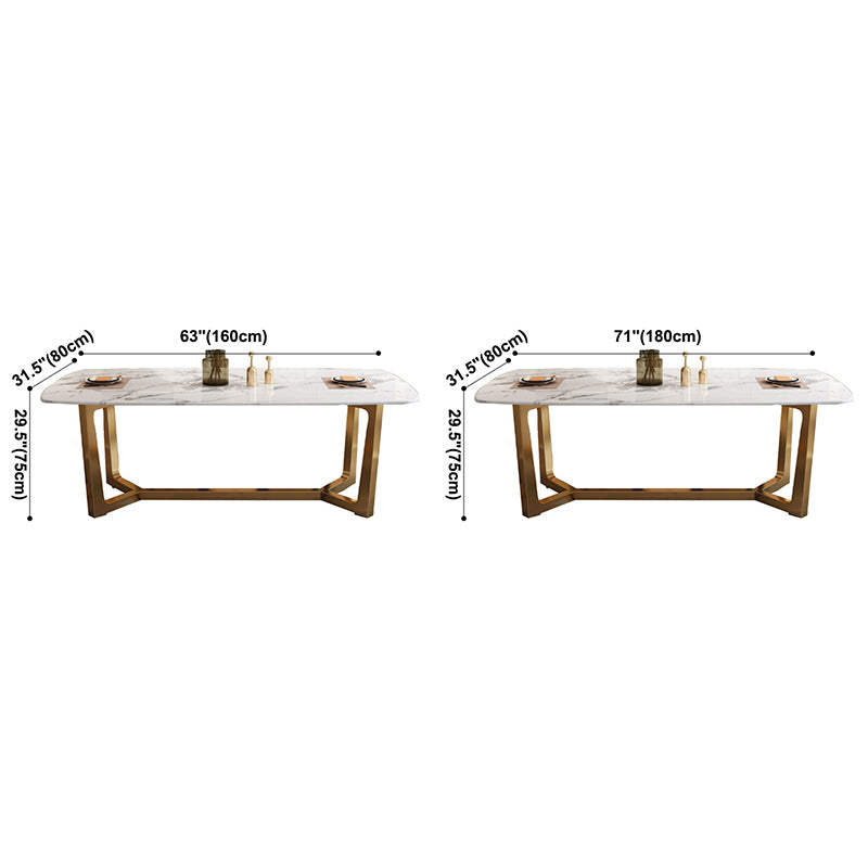 Luxusstil Home Sintered Stein Esstisch Rechteckiger Form Tisch mit Trestle Basis