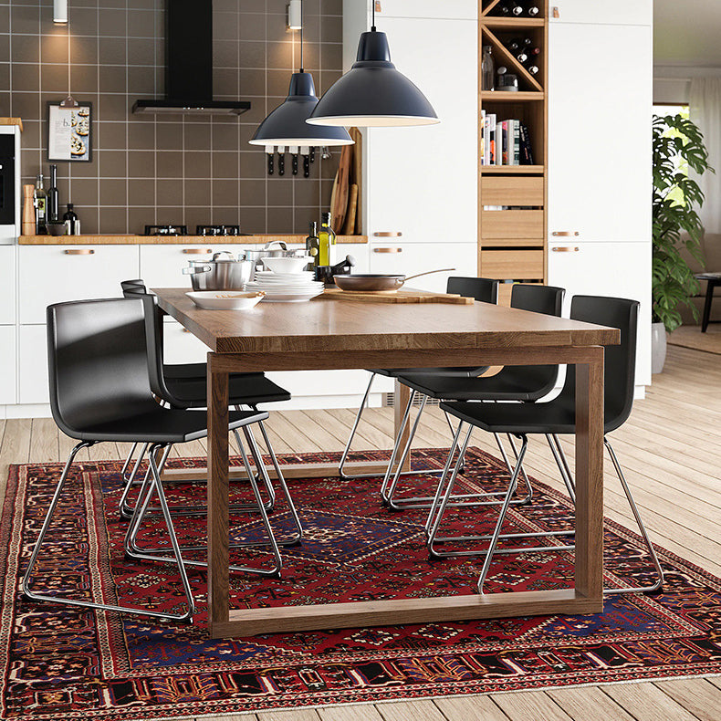 Dennen vaste houten rechthoektafel moderne eettafel met dubbel voetstuk voor restaurant