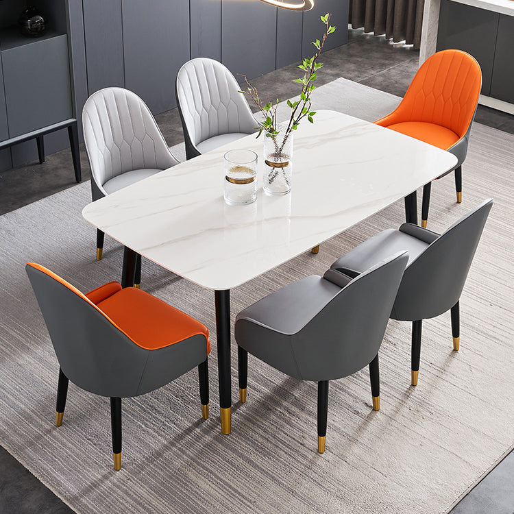 Simplicity Style Home Sintered Stone Dining Table Rectangular Shape Table with 4 Legs Base
