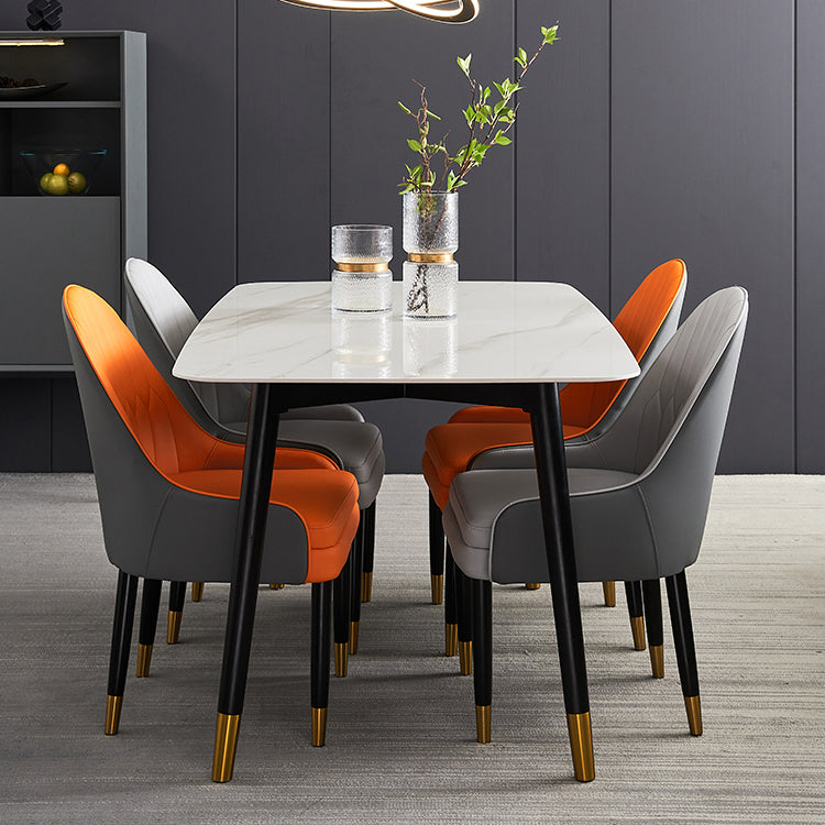 Simplicity Style Home Sintered Stone Dining Table Rectangular Shape Table with 4 Legs Base