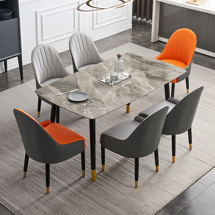 Simplicity Style Home Sintered Stone Dining Table Rectangular Shape Table with 4 Legs Base