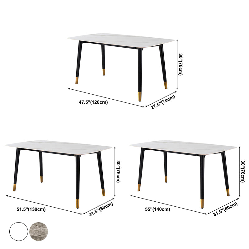 Simplicity Style Home Sintered Stone Dining Table Rectangular Shape Table with 4 Legs Base
