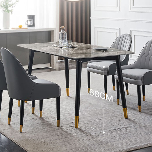 Simplicity Style Home Sintered Stone Dining Table Rectangular Shape Table with 4 Legs Base