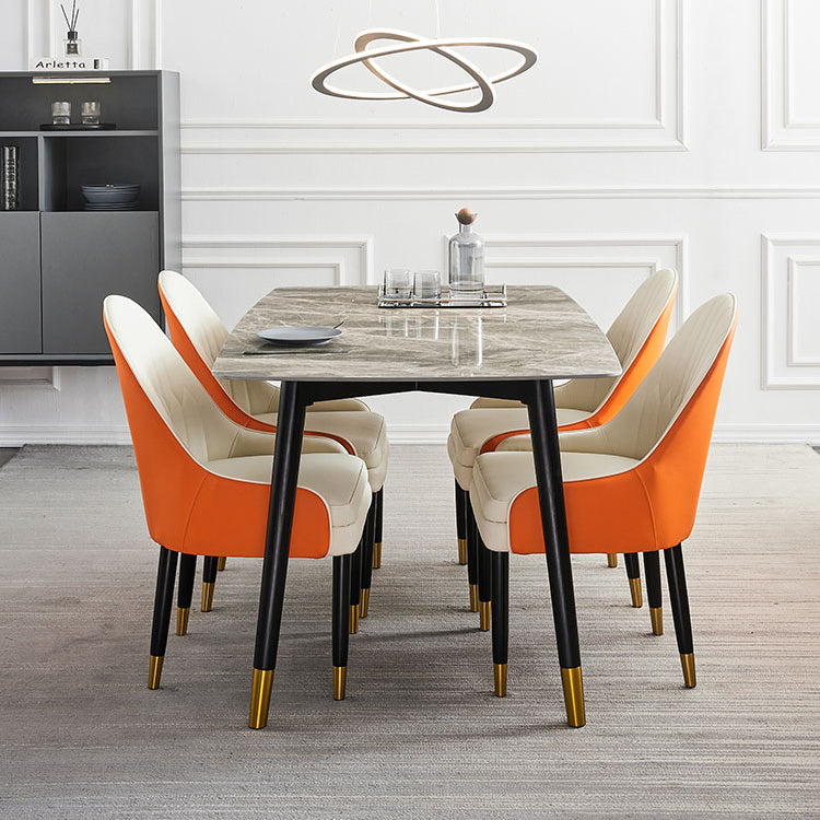 Simplicity Style Home Sintered Stone Dining Table Rectangular Shape Table with 4 Legs Base