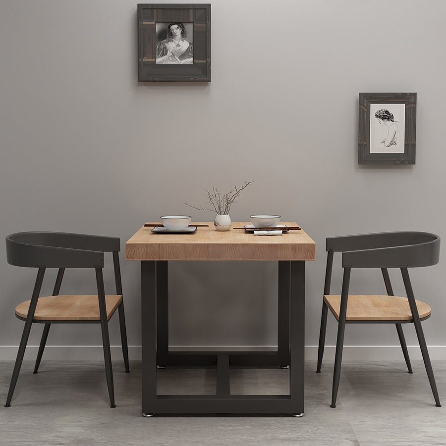 Industrial Style Solid Wood Dining Table Brown Square Table with Trestle Base for Dinning Room