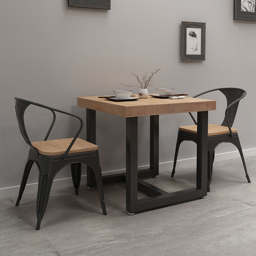 Industrial Style Solid Wood Dining Table Brown Square Table with Trestle Base for Dinning Room